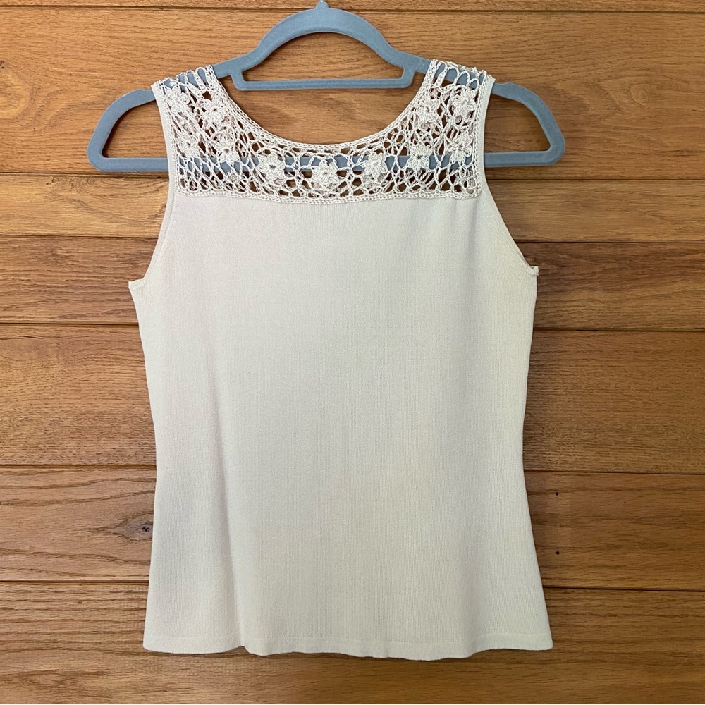 Y2K Joseph A crochet collar ribbed tank top